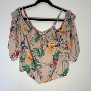 Ardene Floral Off-Shoulder Top with sleeves Size XL